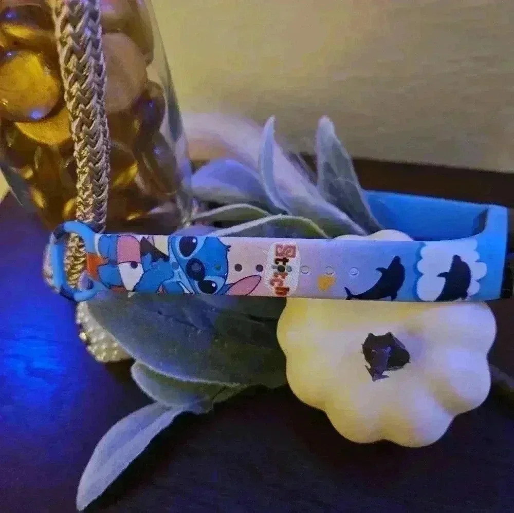 Light, blue and white disney stitch watch waterproof touchscreen, flexible.